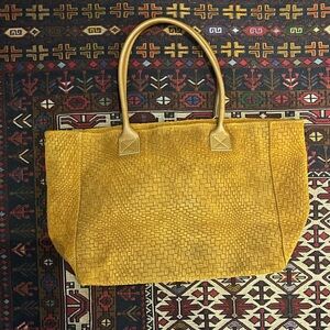 Genuine Suede Italian Made Woven Tote Handbag